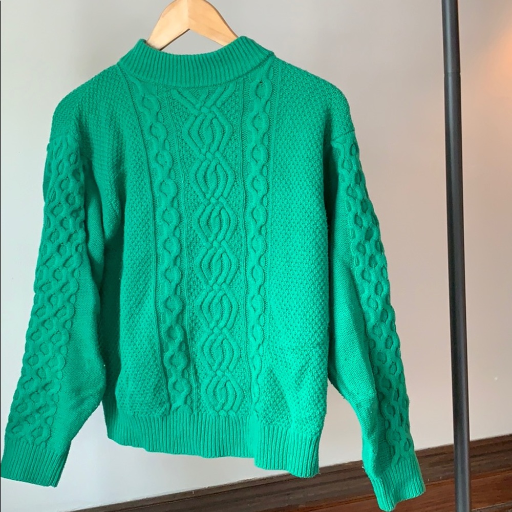 Urban Outfitters green cabled sweater